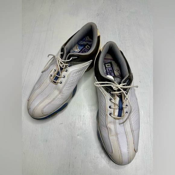 FootJoy Other - FootJoy Sport Golf Shoes Men’s 9.5M – White/Blue – Spiked Cleats – Read